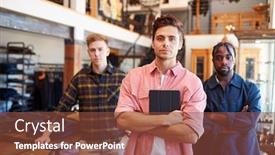  Presentation with multi cultural - Presentation enhanced with portrait-of-multi-cultural-male background and a tawny brown colored foreground