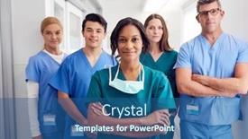  Presentation with multi cultural - PPT theme consisting of portrait-of-multi-cultural-medical background and a ocean colored foreground