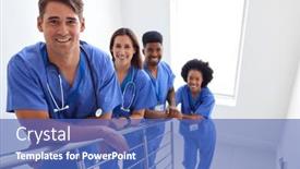  Presentation with scrubs - PPT theme consisting of portrait-of-multi-cultural-medical background and a teal colored foreground