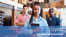  Presentation with multi cultural - Presentation theme having portrait-of-multi-cultural-sales background and a teal colored foreground