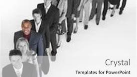  Presentation with ethnic - Slides enhanced with portrait of multi-ethnic business team standing in line background and a white colored foreground