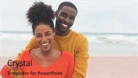  Presentation with ethnic - Beautiful presentation theme featuring portrait of multi-ethnic couple backdrop and a red colored foreground