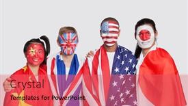  Presentation with ethnic group - Amazing presentation having portrait-of-multi-ethnic-group backdrop and a coral colored foreground