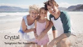  Presentation with multi cultural sports - Cool new PPT layouts with portrait of multi-generated family backdrop and a soft green colored foreground