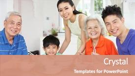  Presentation with chinese chinese - Cool new slides with portrait of multi-generation chinese backdrop and a coral colored foreground