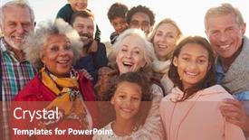  Presentation with winter family - Cool new presentation theme with portrait-of-multi-generation-family backdrop and a red colored foreground