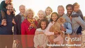  Presentation with generation - Audience pleasing theme consisting of portrait-of-multi-generation-family backdrop and a coral colored foreground
