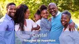  Presentation with walk - Presentation design with portrait-of-multi-generation-family background and a  colored foreground