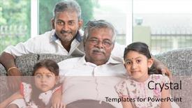  Presentation with generations - Audience pleasing slides consisting of portrait of multi generations indian backdrop and a coral colored foreground