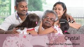  Presentation with generations - Slide deck consisting of portrait of multi generations indian background and a coral colored foreground