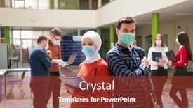  Presentation with face mask - Theme enhanced with portrait-of-multiethnic-students-group background and a tawny brown colored foreground