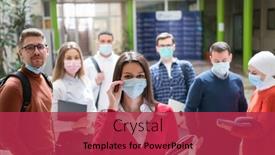  Presentation with face mask - Amazing PPT layouts having portrait-of-multiethnic-students-group backdrop and a red colored foreground