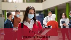  Presentation with face mask - Slide set featuring portrait-of-multiethnic-students-group background and a crimson colored foreground