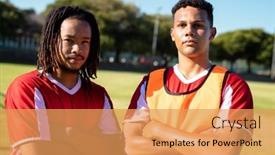  Presentation with confident - Presentation theme featuring portrait-of-multiracial-confident-male background and a yellow colored foreground