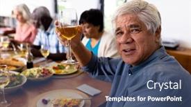  Presentation with assisted living - PPT layouts consisting of portrait-of-multiracial-senior-man background and a  colored foreground