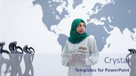 Presentation with developer - Presentation theme enhanced with portrait-of-muslim-african-female background and a sky blue colored foreground