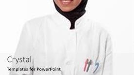  Presentation with senior worker - Presentation theme consisting of portrait-of-muslim-female-nurse background and a white colored foreground
