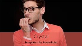  Presentation with panic - Beautiful presentation featuring portrait-of-nervous-young-manager backdrop and a red colored foreground