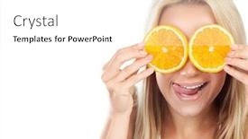  Presentation with vitamin - Colorful PPT layouts enhanced with portrait-of-nice-funny-girl backdrop and a white colored foreground