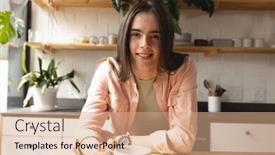  Presentation with non binary - PPT theme enhanced with portrait-of-non-binary-trans background and a coral colored foreground