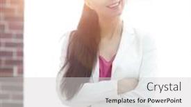  Presentation with business women - Audience pleasing PPT layouts consisting of portrait-of-novice-business-women backdrop and a light gray colored foreground