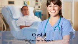  Presentation with nurse care - Theme having portrait of nurse with patient background and a light blue colored foreground