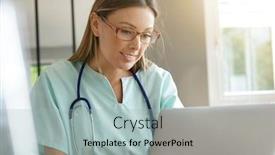  Presentation with nurse - Colorful presentation design enhanced with portrait-of-nurse-working backdrop and a light blue colored foreground