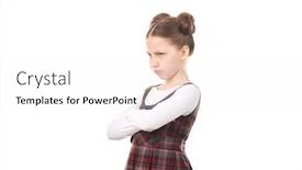  Presentation with school - Beautiful slides featuring portrait of offended girl in school uniform standing cross-armed against white background backdrop and a white colored foreground