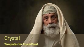  Presentation with old man - Colorful theme enhanced with portrait-of-old-bearded-man backdrop and a tawny brown colored foreground