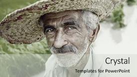  Presentation with rice - Cool new presentation theme with portrait of old farmer working backdrop and a light gray colored foreground