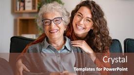  Presentation with young generation - Presentation theme enhanced with portrait-of-old-grandma background and a tawny brown colored foreground