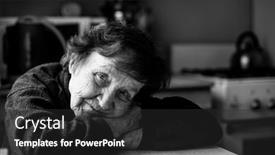  Presentation with old photo - Amazing slide set having portrait-of-old-woman backdrop and a dark gray colored foreground