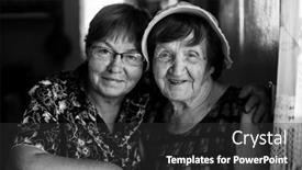  Presentation with old photo - Slide set featuring portrait-of-old-woman background and a dark gray colored foreground