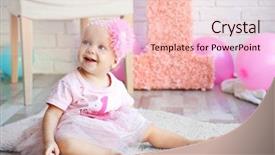  Presentation with baby girl announcement - Colorful slide deck enhanced with portrait of one year-old backdrop and a lemonade colored foreground