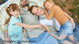  Presentation with summer holiday - Presentation theme with portrait-of-parents-with-daughter background and a light blue colored foreground
