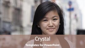  Presentation with pedestrian - PPT layouts consisting of portrait of pedestrian in city background and a coral colored foreground