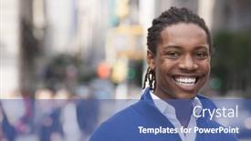  Presentation with pedestrian - Cool new presentation theme with portrait-of-pedestrian-in-city backdrop and a ocean colored foreground