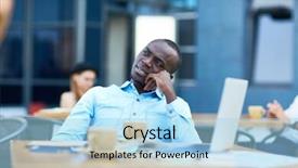  Presentation with lunch - Audience pleasing PPT theme consisting of portrait of pensive african american businessman looking away in daydream while relaxing at outdoor table with laptop on it during lunch break at work backdrop and a light blue colored foreground