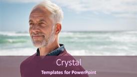  Presentation with contemplating - Colorful presentation theme enhanced with portrait-of-pensive-senior-man backdrop and a tawny brown colored foreground