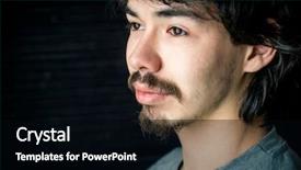  Presentation with close up of young girls - Slide deck with portrait of pensive young mustache background and a black colored foreground