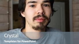  Presentation with close up of young girls - Colorful PPT theme enhanced with portrait of pensive young mustache backdrop and a gray colored foreground