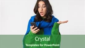  Presentation with dark - Presentation theme with portrait of perplexed woman 30s background and a  colored foreground