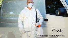  Presentation with pest control - Presentation theme with portrait of pest control man background and a soft green colored foreground