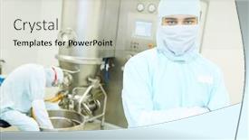  Presentation with pharmaceutical factory - Beautiful slides featuring portrait-of-pharmaceutical-factory-worker backdrop and a light gray colored foreground