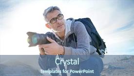  Presentation with natural - Audience pleasing PPT layouts consisting of portrait of photographer taking pictures backdrop and a ocean colored foreground