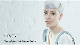  Presentation with young woman diagnosis of sti - Audience pleasing slide deck consisting of portrait of platinum blonde young backdrop and a sky blue colored foreground