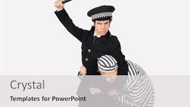  Presentation with police police - Colorful presentation design enhanced with portrait-of-police-officer backdrop and a light gray colored foreground