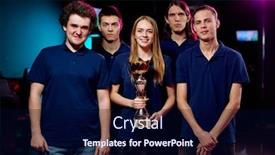  Presentation with best award - Slides with portrait-of-positive-best-cybersports background and a navy blue colored foreground