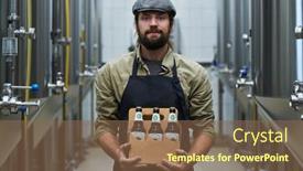  Presentation with brewery - Presentation theme featuring portrait-of-positive-brewery-owner background and a violet colored foreground