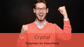  Presentation with yes - Beautiful PPT theme featuring portrait-of-positive-excited-young backdrop and a red colored foreground